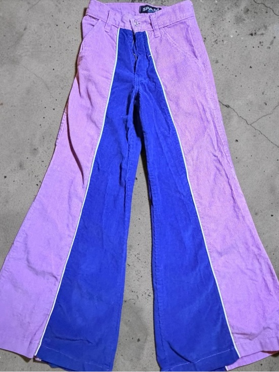 Denim - SPASE VINTAGE Two-Tone Purple & Blue Flare Jeans by